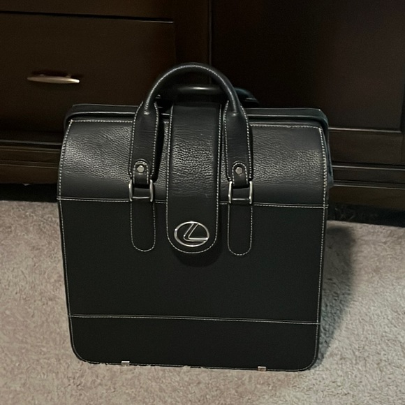 Lexus Bags Lexus Leather Luggage Hard Sided Travel Bag Black Poshmark